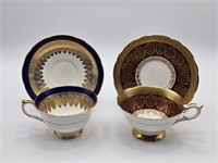 2 AYNSLEY CUPS & SAUCERS - BOTH RING