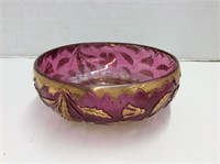 Vintage Amethyst & Gold Pressed Glass Bowl