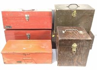 (6pc) Assorted Metal/ Wood Toolboxes