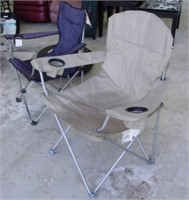 2 Folding Camp Chairs - Blue & Tan