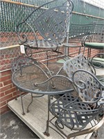 Black Mesh Iron Patio Table & 4 Chairs