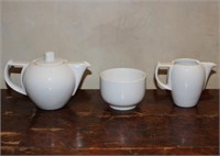 LOT OF TEAPOTS, CUPS & CREAMERS
