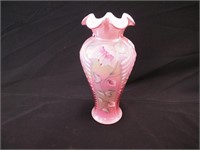 11" Fenton art glass cased vase, pink lustre with