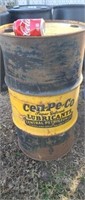 Old 30 gal Cen-Pe-Co  steel oil drum.