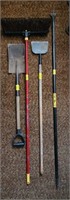 push, broom, short handled shovel,  16lb bar