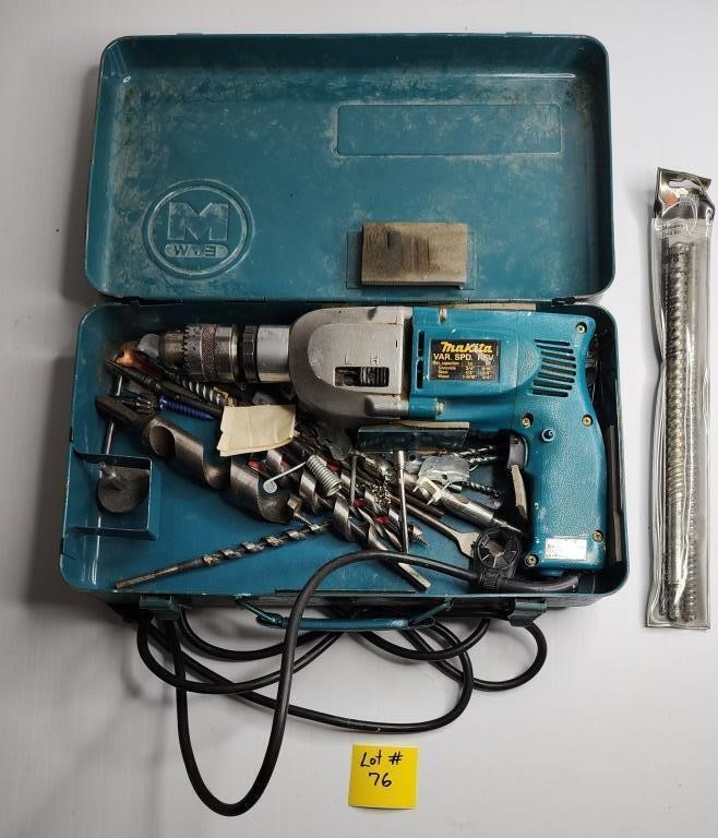 Makita Var Spd drill with case and bits
