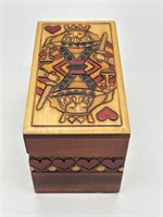 VTG Handmade Playing Card Box - Queen Of Hearts