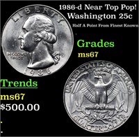 1986-d Washington Quarter Near Top Pop! 25c Graded