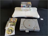 Play Station 1, WII Fit Pad & Various Games
