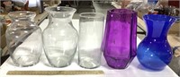 5 Vases - 4 glass, 1 plastic