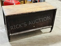 antique wood chest on wheels