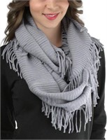 ToBeInStyle Women's Ribbed Fringe Infinity Scarf