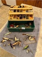 Fishing tackle box, lures, all