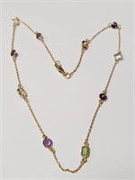 SILVER MULTI GEMSTONE GOLDPLATED NECKLACE