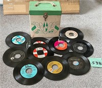 45 RPM Record Collection in Vintage Case