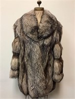 Crystal Fox Fur Coat Jacket Vintage Fashion