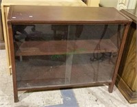 Vintage wooden display cabinet with sliding