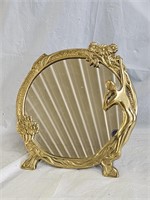 Vintage Brass Art Deco Nouveau Nude Lady Mirror