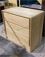 Unfinished wooden three drawer side dresser