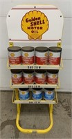 Golden Shell oil display with 11 Aeroshell cans
