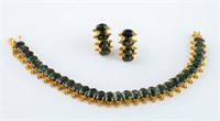 14k Green sapphire bracelet and earrings set.