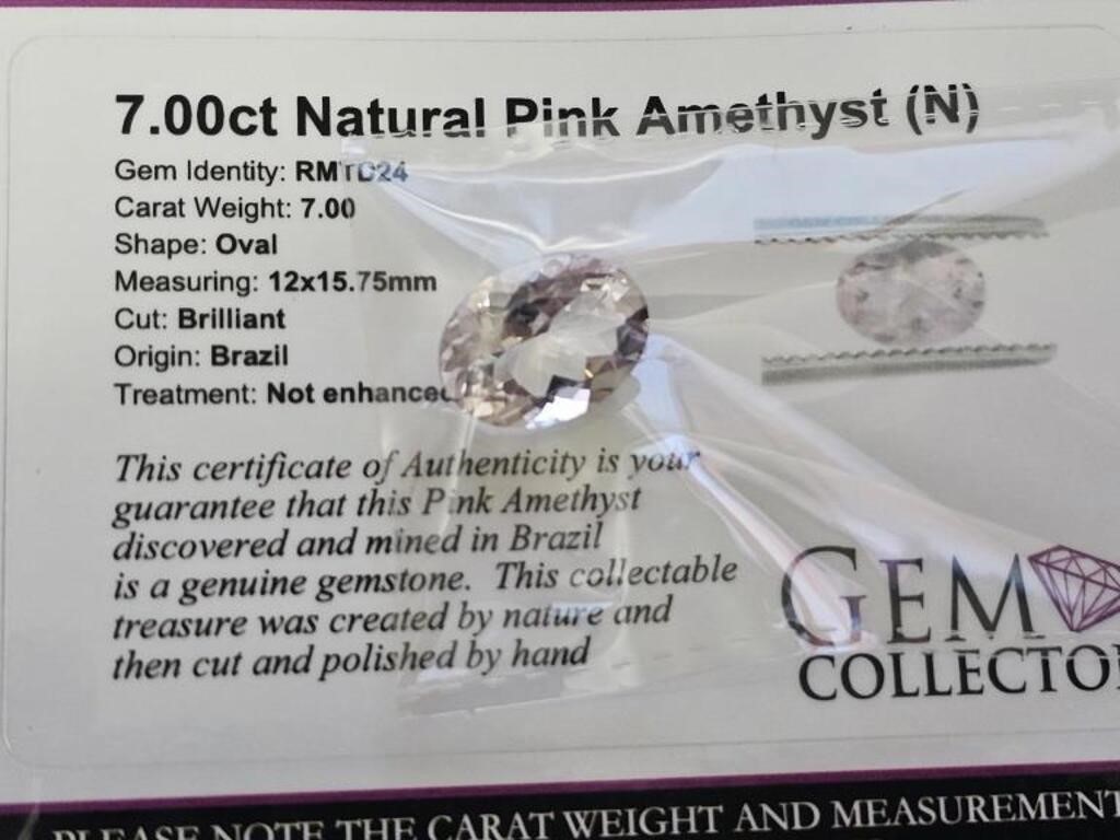 7.00ct Natural Pink Amethyst