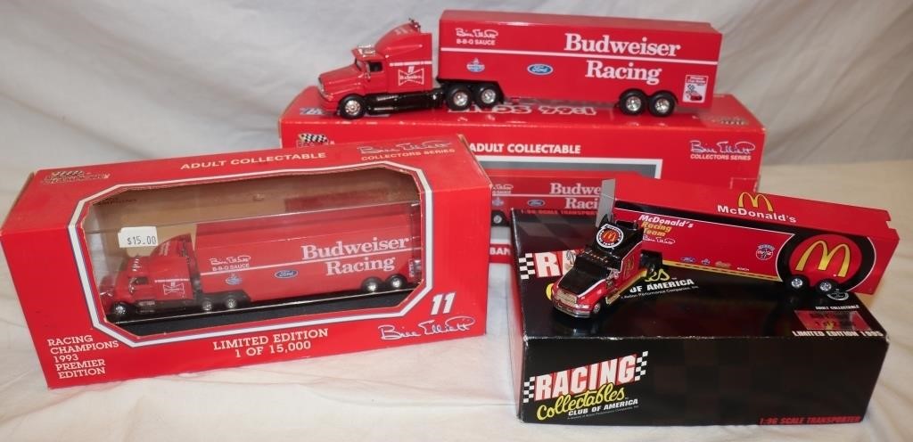 3 Bill Elliot Nascar Collectors Team Transports: