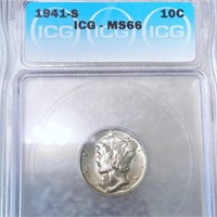 1941-S Mercury Silver Dime ICG - MS66