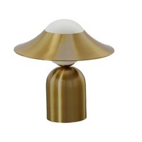 White Glass Shade with Brass Base