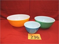 Three Vintage PYREX Nesting Bowls