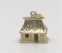 9K STAMPED GOLD HOUSE PENDANT
