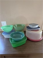 Assortment of plastic storage containers