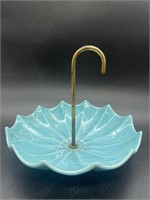 Candy Dish- Umbrella Shaped- Blue Ceramic- Vintage
