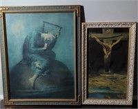 Pair of Framed Religious Prints (1 is Dali)