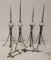 4 Lightning Rods, with Glass Globes
