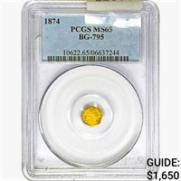 1874 Round California Gold Quarter PCGS MS65