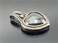 Sterling silver hematite heart pendant
