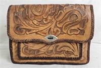 Ornate Leather Tooled Womens Purse