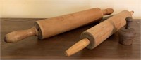 2 Rolling Pins, Butter Mold