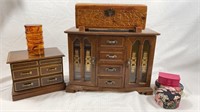 Wooden jewelry boxes with drawers