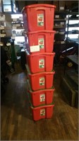 6 TOTES W/FOLDING LIDS, STACKABLE