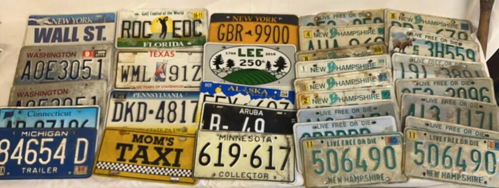 30 License Plates Vintage & Various States