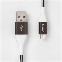 4' Micro USB-USB-A Braided Cable - B/W/Gunmetal
