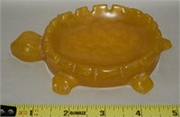 Vtg Gold Dust Acrylic Turtle Dish Tray 5.25" Long