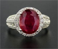 14kt Gold Oval 4.24 ct Ruby & Diamond Ring