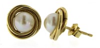 14kt Gold Pearl Designer Earrings