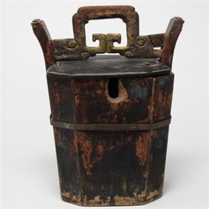 Chinese Carved Wood Teapot Caddy, Antique
