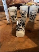 Set of four cow glasses