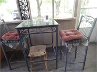 Wrought iron bar height table and chairs