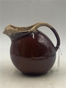 HULL pottery brown drip glaze ball pitcher with